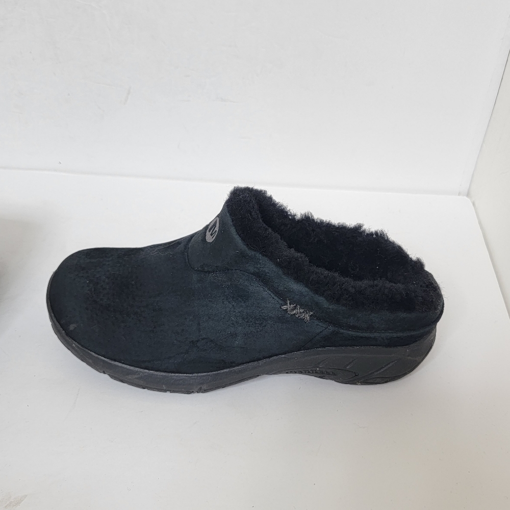 Merrell Black Q Form 2 Suede Sheepskin-lined Mules Slippers Black Slip Ons sz 6 - Picture 3 of 9
